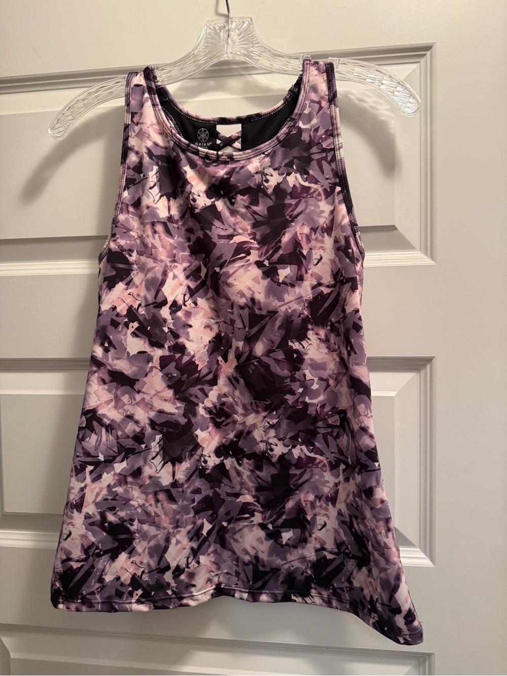 GAIAM Purple and Light Pink Abstract Racerback Tank